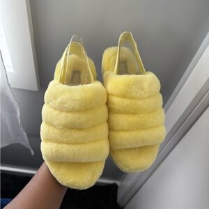 UGG Sunny Yellow Plush Slippers